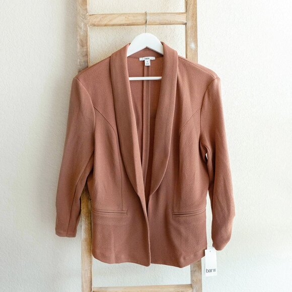 Bar III Jackets & Blazers - NWT Bar III Size Medium Brown Saira Open Front Jacket with Ruched Sleeves